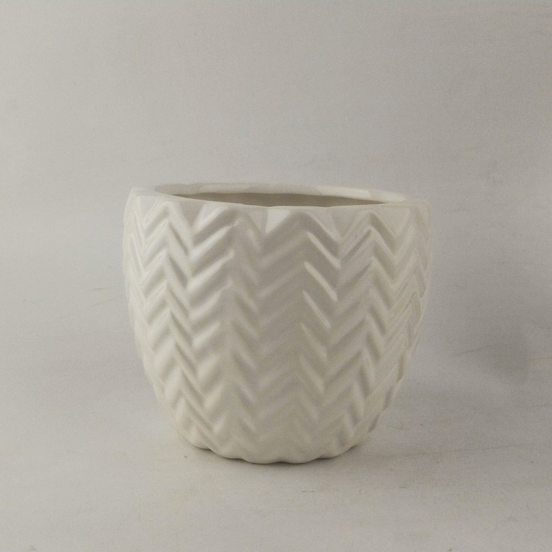 VASO PORC. REDONDO BOCA GRD ZIGZAG BRANCO - Ref. 773W