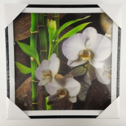 QUADRO MADEIRA FLORES EM 3D 30X30 - Ref. 8316-1-3D